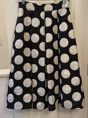Ronni Nicole Black A-Line Party Skirt with Silver Polka Dots Pockets Lined